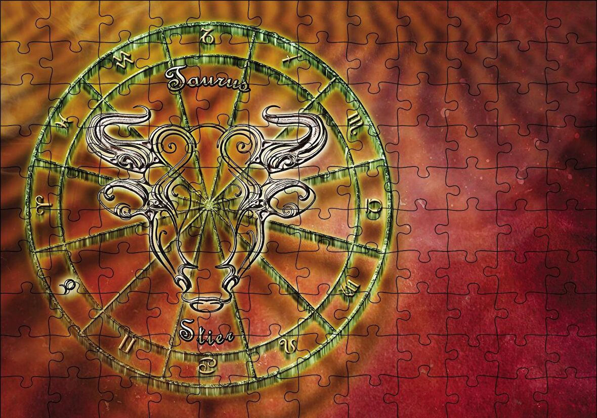 Cakapuzzle  Boğa Burç Astroloji Sembol Puzzle Yapboz MDF Ahşap