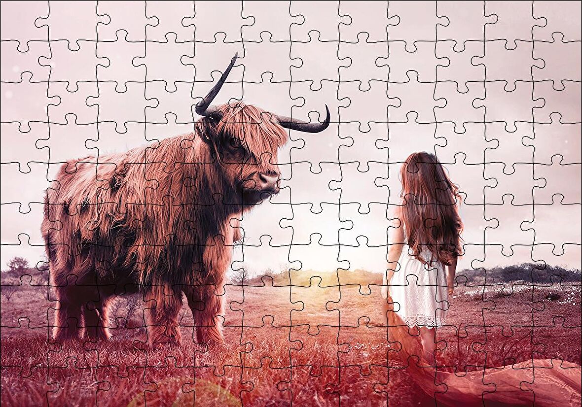 Cakapuzzle  Çocuk ve Boğa Puzzle Yapboz MDF Ahşap