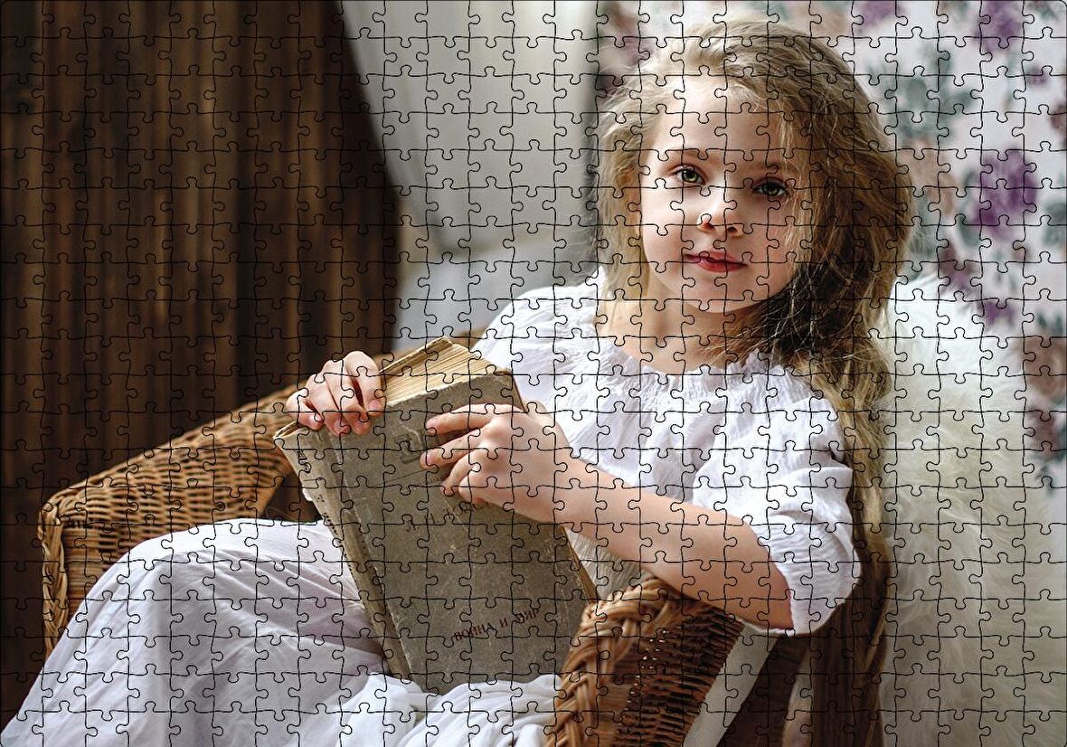 Cakapuzzle  Kitap Okuyan Kız Çocuğu Puzzle Yapboz MDF Ahşap