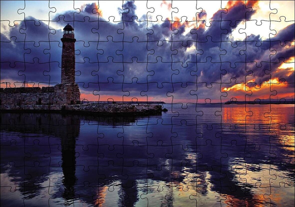Cakapuzzle  Deniz Feneri Gün Batımı Puzzle Yapboz MDF Ahşap