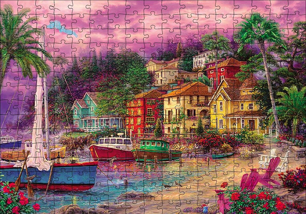 Cakapuzzle  Deniz Kıyısında Yaşam Ev Puzzle Yapboz MDF Ahşap