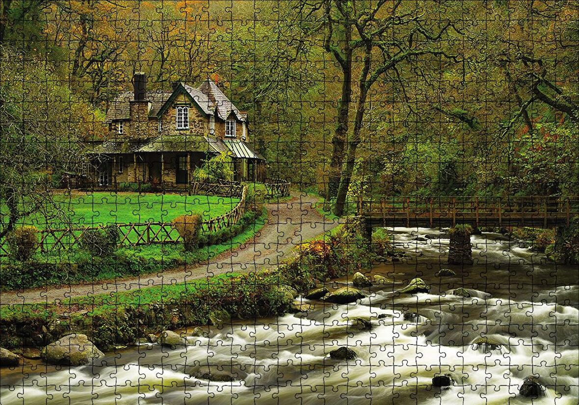 Cakapuzzle  Dere Ev Yol Doğa Puzzle Yapboz MDF Ahşap