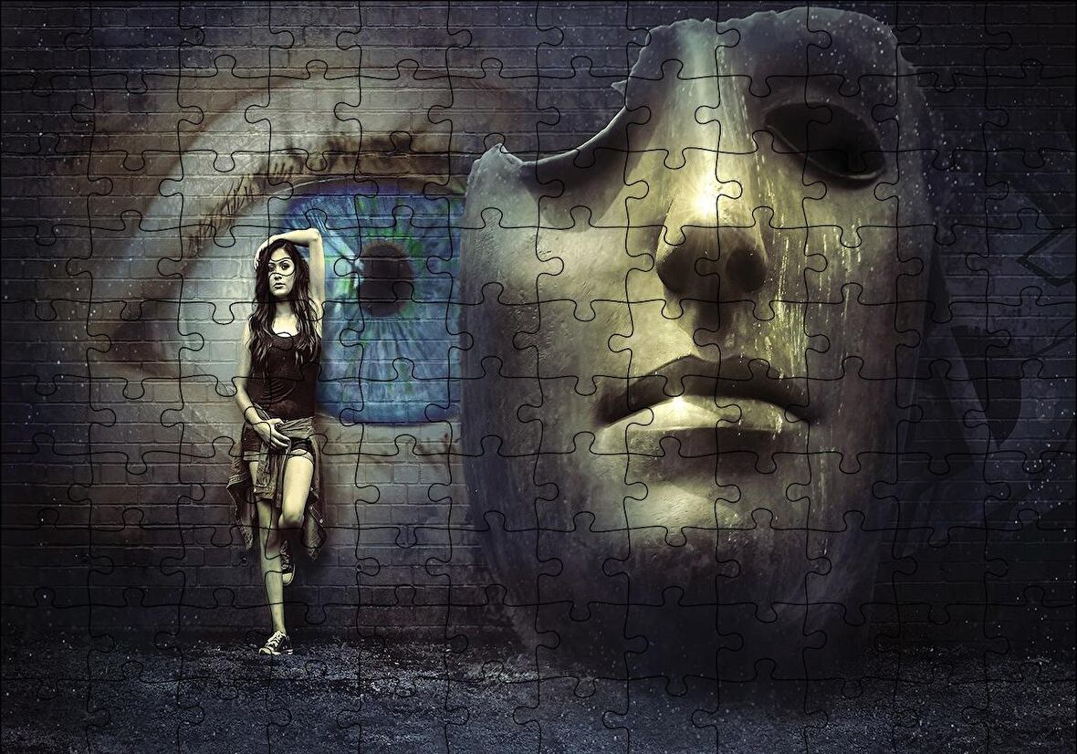 Cakapuzzle  Fantazi Maske Göz Duvar Puzzle Yapboz MDF Ahşap