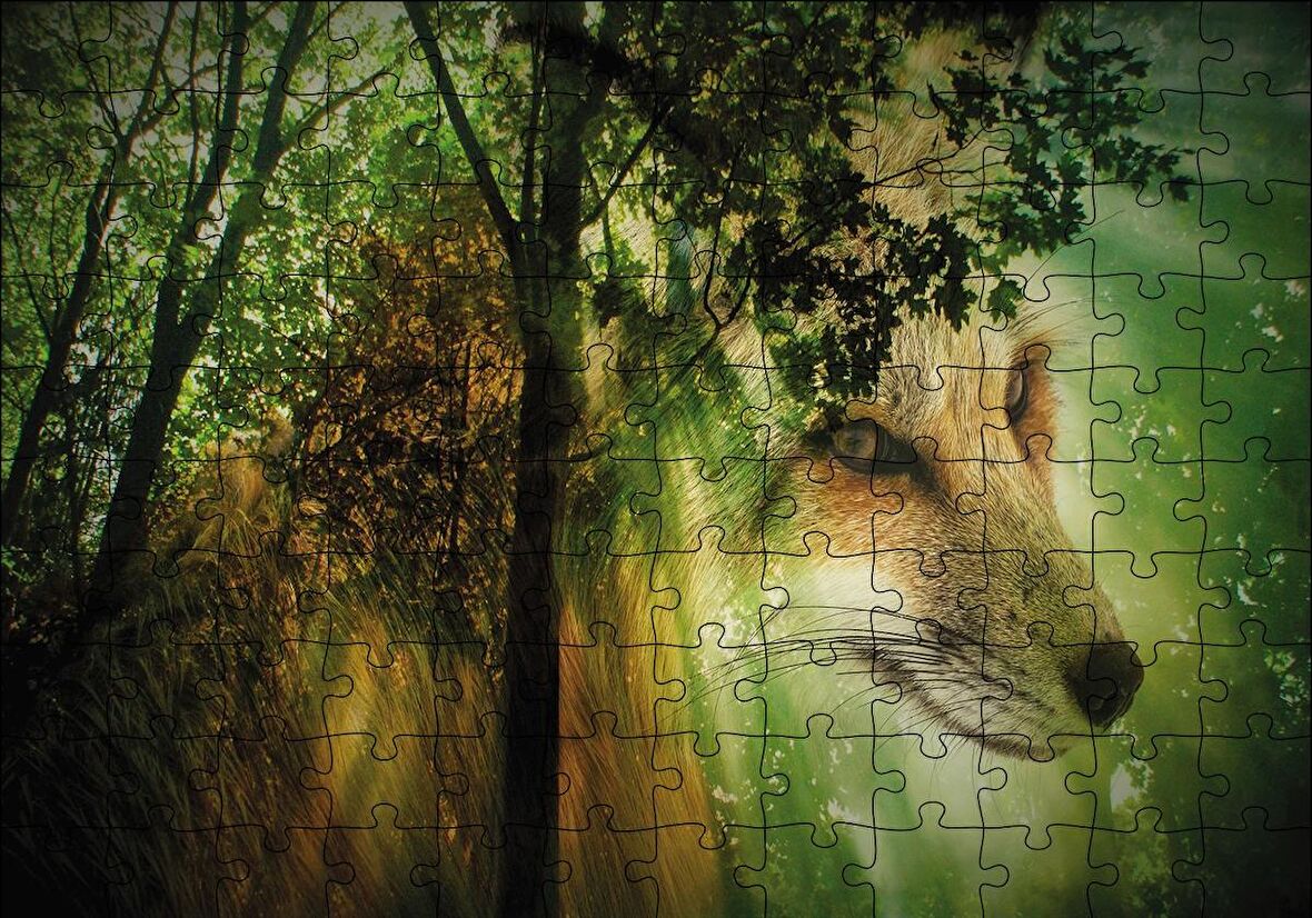 Cakapuzzle  Orman Tilki Figürü Puzzle Yapboz MDF Ahşap