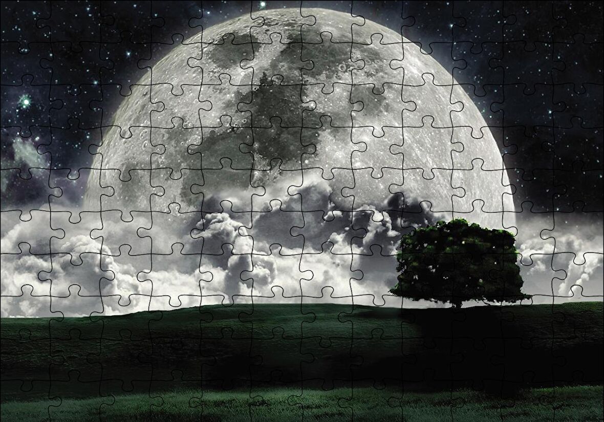 Cakapuzzle  Doğa Gecede Ay Güzelliği Puzzle Yapboz MDF Ahşap