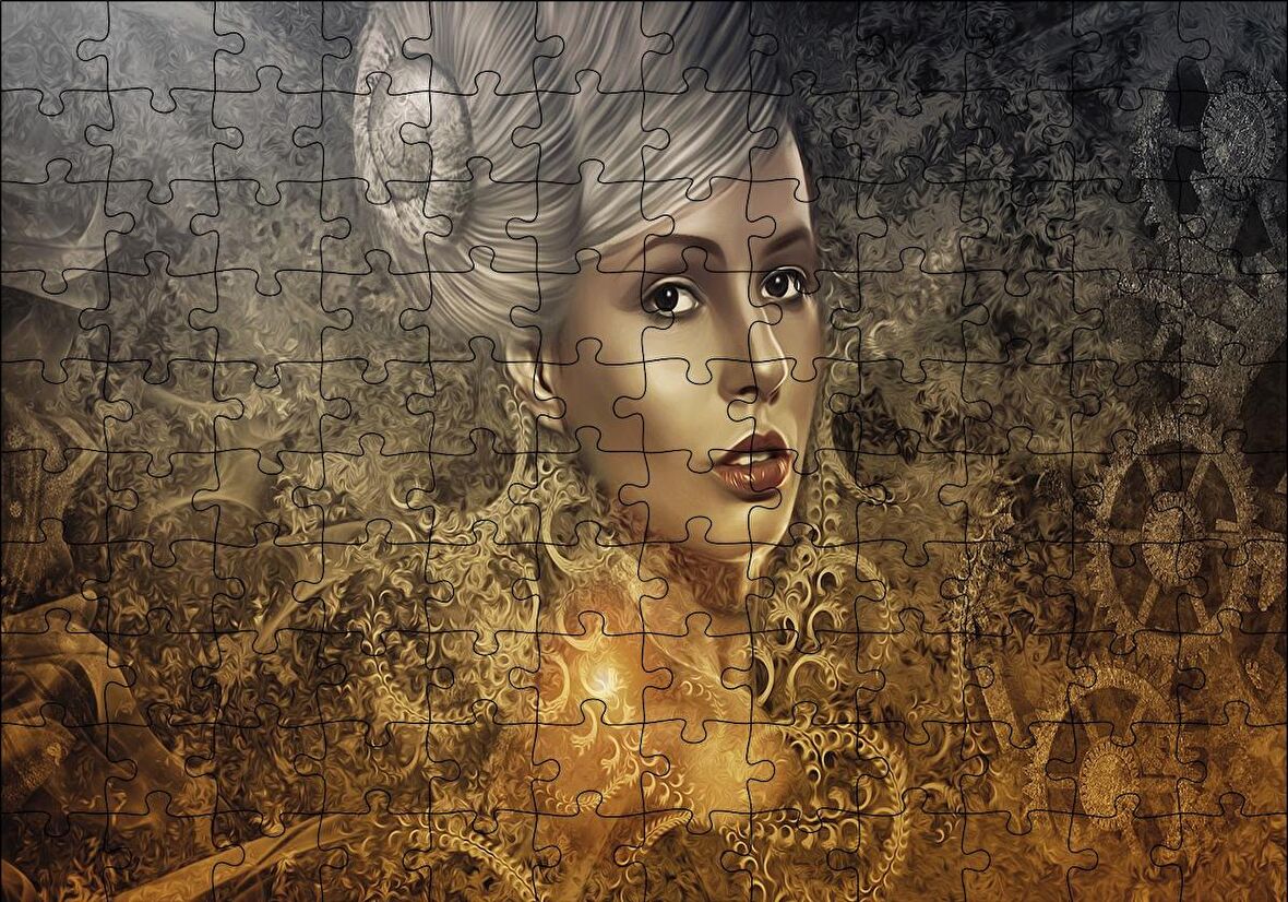 Cakapuzzle  Gotik Karanlık Steampunk Portre Kadın Genç Puzzle Yapboz MDF Ahşap
