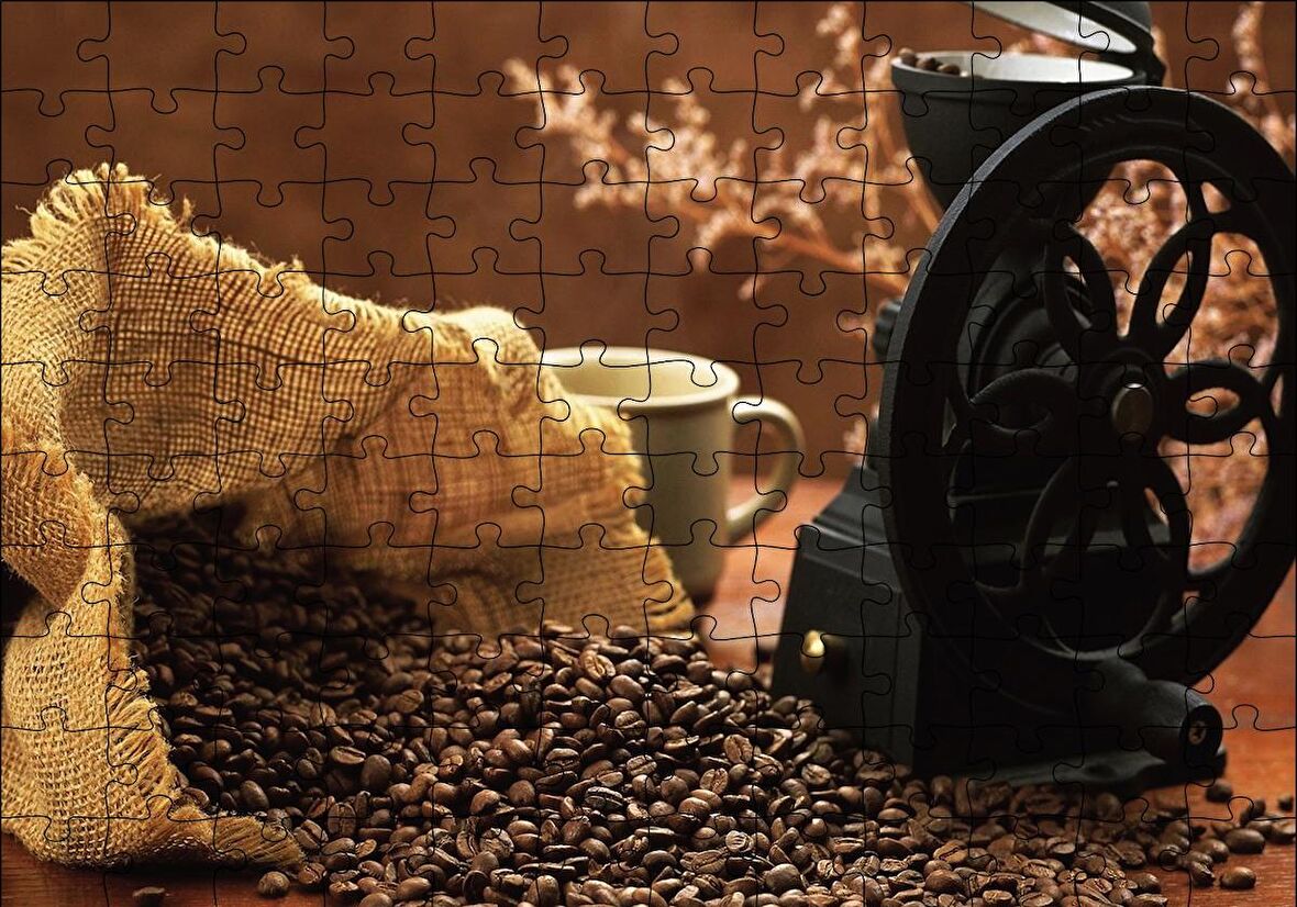 Cakapuzzle  Kahve Kahve Çekme Makinesı Puzzle Yapboz MDF Ahşap