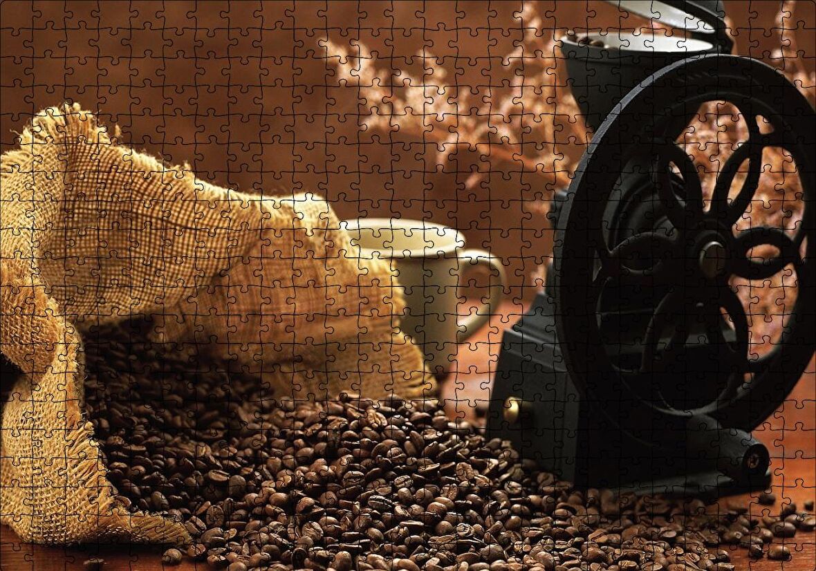 Cakapuzzle  Kahve Kahve Çekme Makinesı Puzzle Yapboz MDF Ahşap