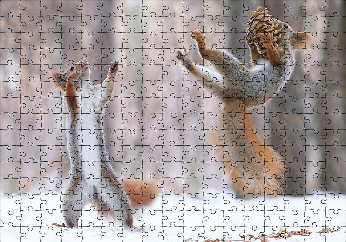 Cakapuzzle  Karda Oynayan Sincaplar Puzzle Yapboz MDF Ahşap