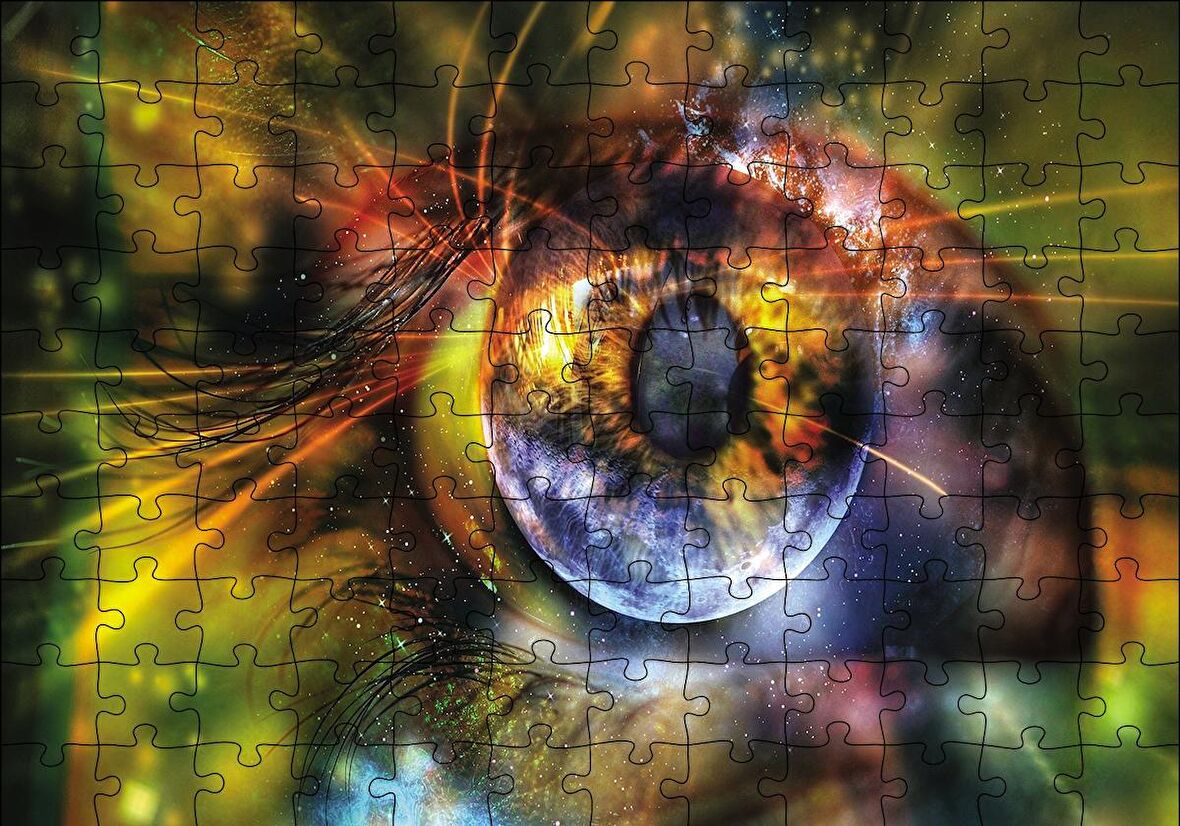 Cakapuzzle  Işıltılı Soyut Göz Puzzle Yapboz MDF Ahşap