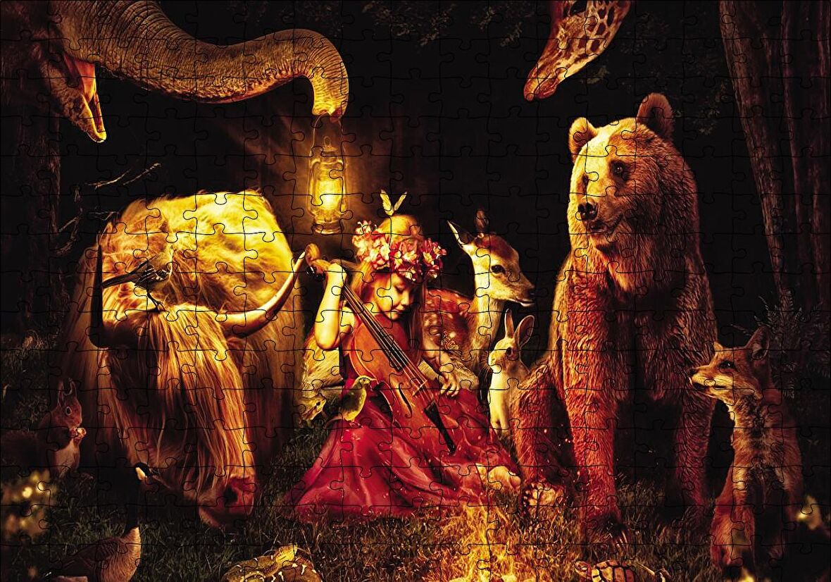 Cakapuzzle  Küçük Kız Duygusal Hayvanlar Puzzle Yapboz MDF Ahşap