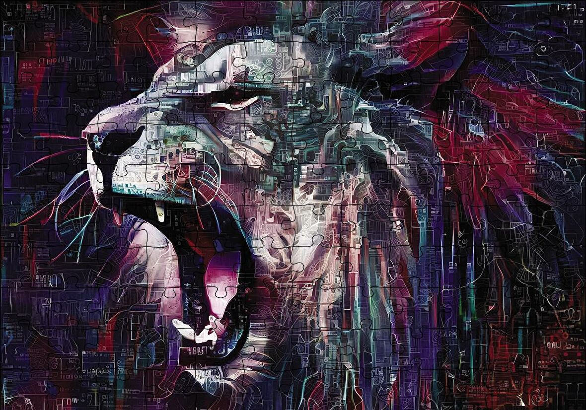 Cakapuzzle  Kükreyen Aslan Puzzle Yapboz MDF Ahşap