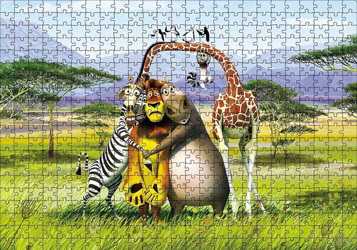 Cakapuzzle  Madagascar Çizgi Film Puzzle Yapboz MDF Ahşap
