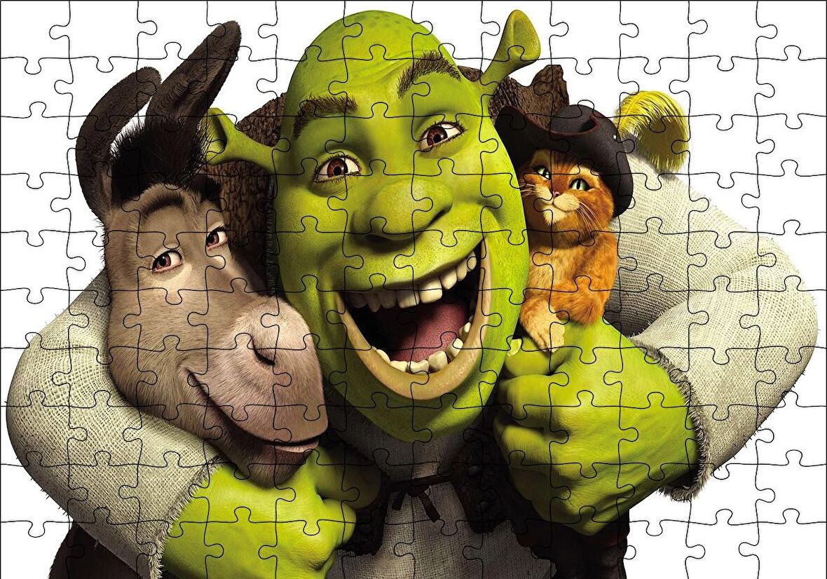 Cakapuzzle  Shrek Donkey Puss Puzzle Yapboz MDF Ahşap