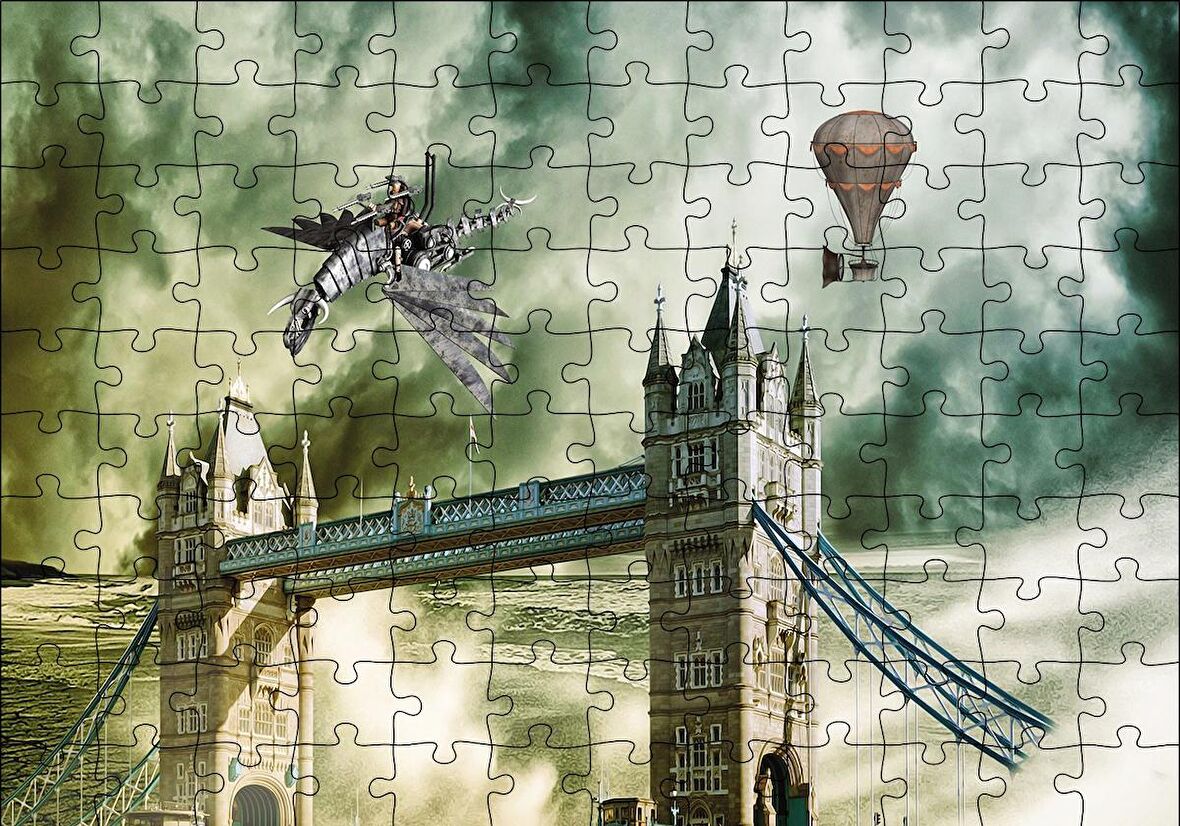 Cakapuzzle  Londra Köprüsü Fantastik Görsel Puzzle Yapboz MDF Ahşap