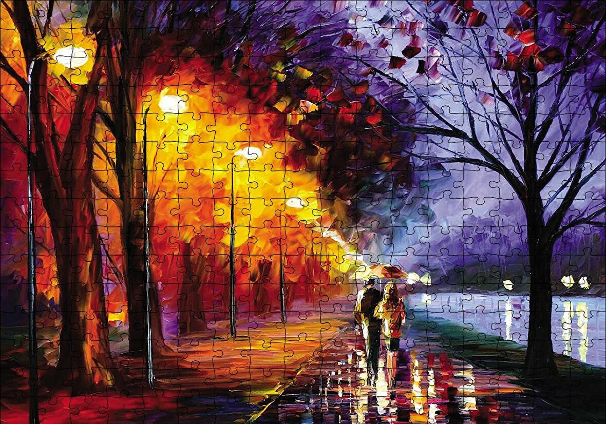 Cakapuzzle  Yağmurda Yürüyen Çift Puzzle Yapboz MDF Ahşap