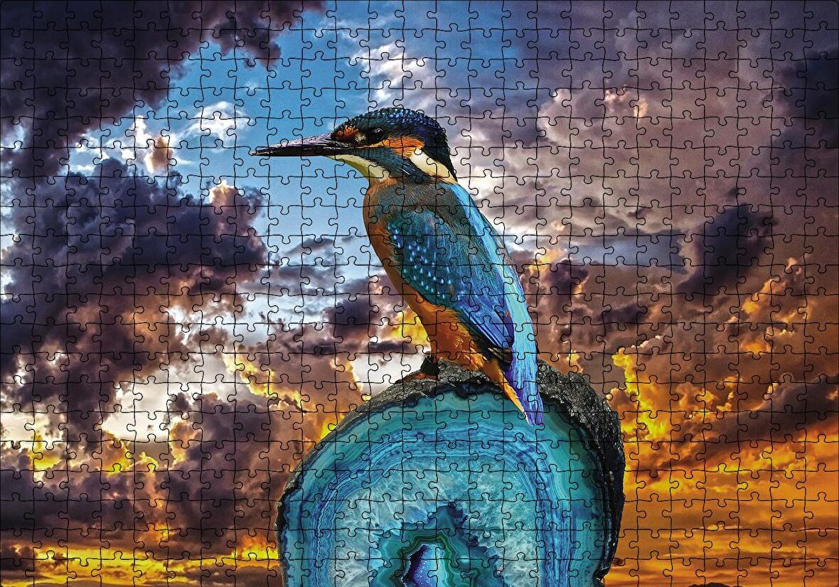 Cakapuzzle  Gün Batımı Yalı Çapkını Kuş Puzzle Yapboz MDF Ahşap