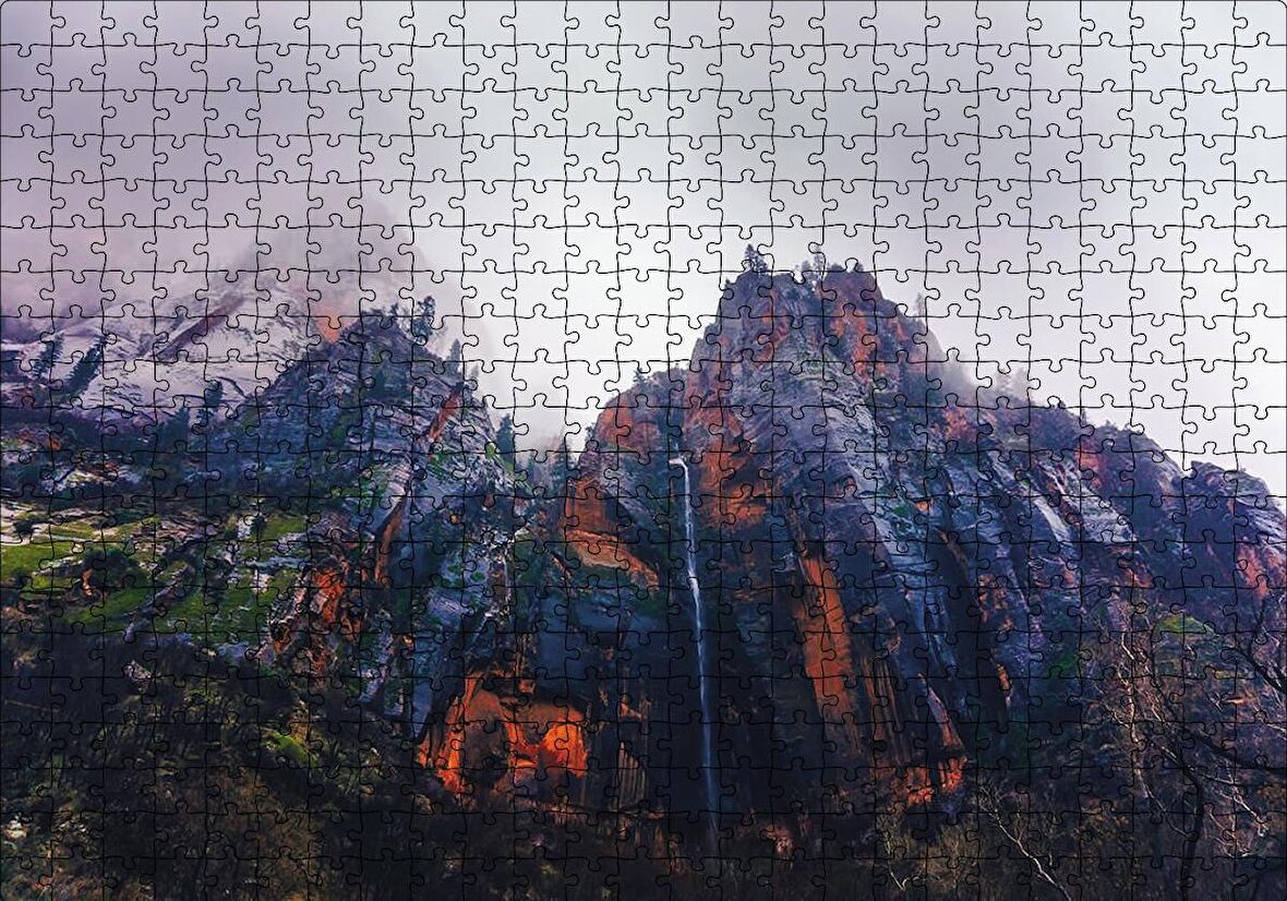 Cakapuzzle  Dik Yamaçlı Dumanlı Dağ Puzzle Yapboz MDF Ahşap