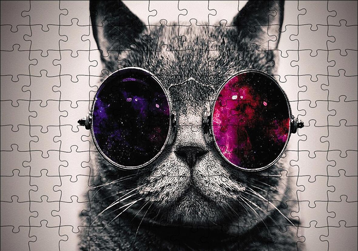 Cakapuzzle  Evren Görselli Kedi Puzzle Yapboz MDF Ahşap