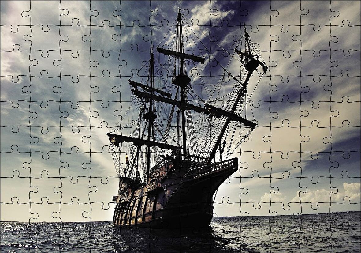 Cakapuzzle  Açık Denizdeki Yelkenli Gemi Puzzle Yapboz MDF Ahşap