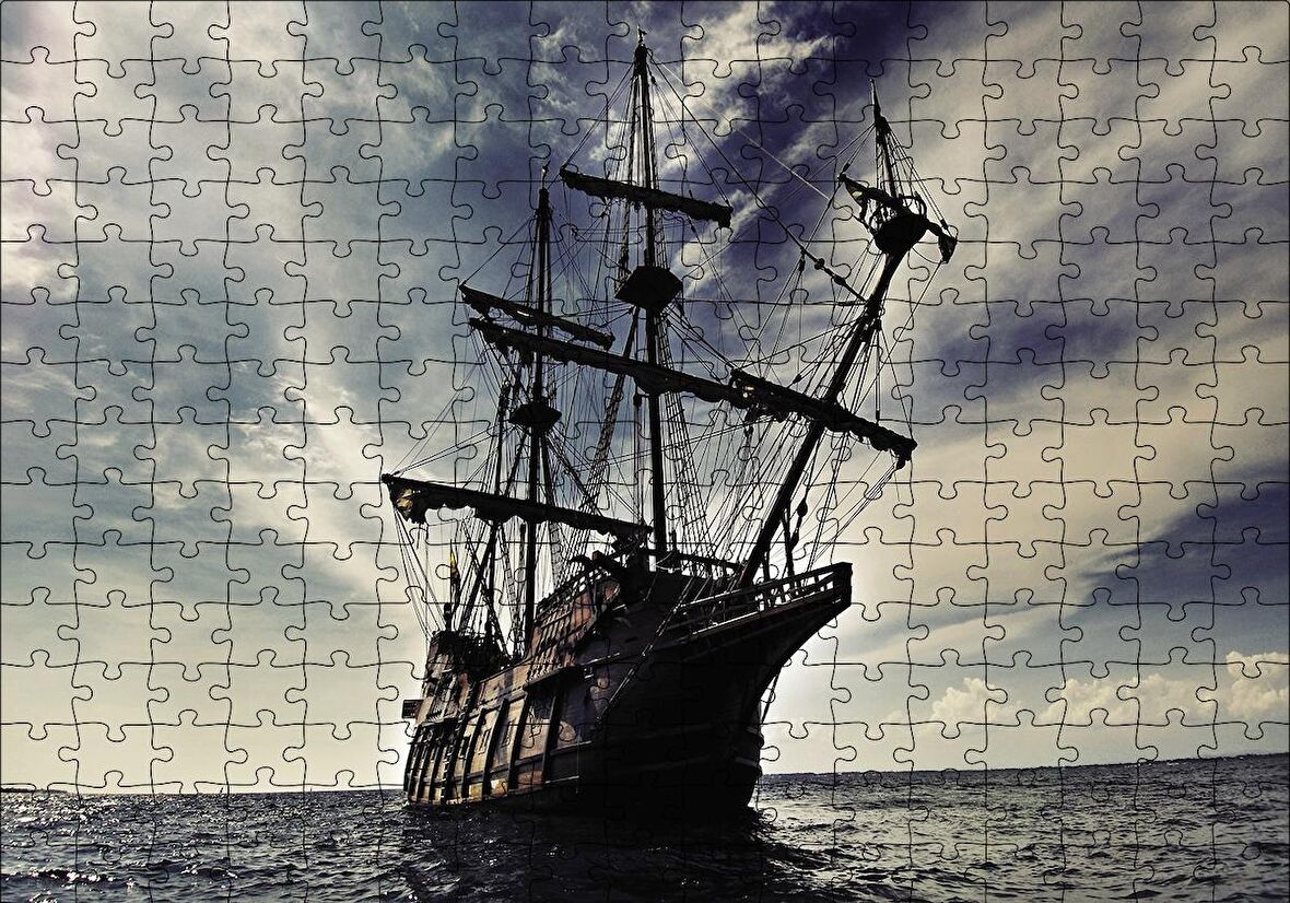 Cakapuzzle  Açık Denizdeki Yelkenli Gemi Puzzle Yapboz MDF Ahşap