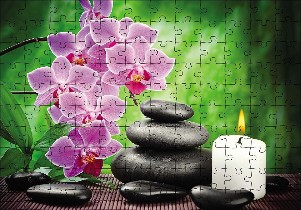 Cakapuzzle  Mum Taşlar Çiçek Görseli Puzzle Yapboz MDF Ahşap