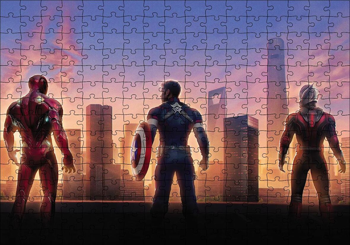 Cakapuzzle  Avengers Endgame Iron Man, Captain America ve Ant Man Puzzle Yapboz MDF Ahşap