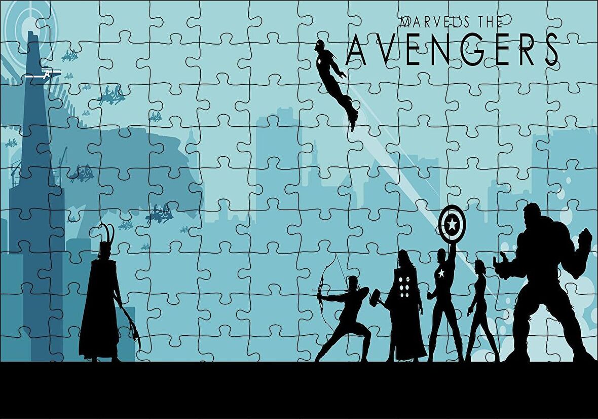 Cakapuzzle  Avengers İllustrasyon Marvel Görsel Puzzle Yapboz MDF Ahşap
