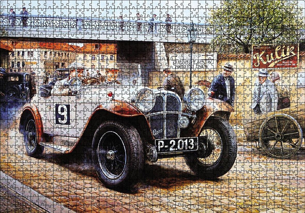 Cakapuzzle  Geçmişte Araba Yarışçıları Görseli Puzzle Yapboz MDF Ahşap