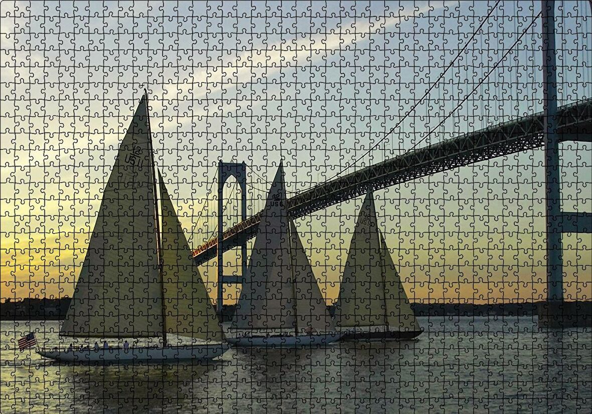 Cakapuzzle  Rhode Island Köprü Yelkenliler Puzzle Yapboz MDF Ahşap