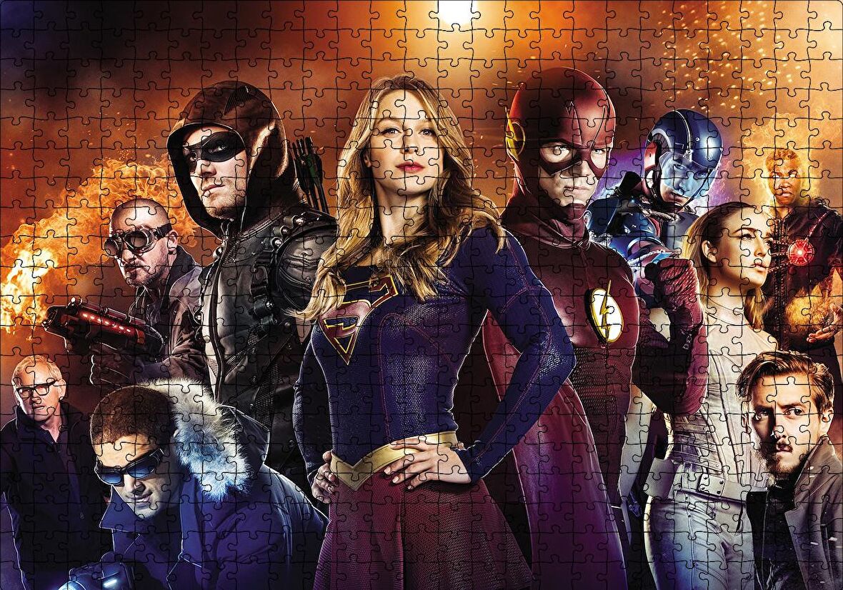 Cakapuzzle  Supergirl Arrow Flash Görsel Puzzle Yapboz MDF Ahşap