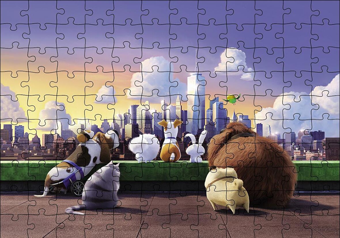 Cakapuzzle  Evcil Hayvanların Gizli Yaşamı Gökdelen Denizi Puzzle Yapboz MDF Ahşap