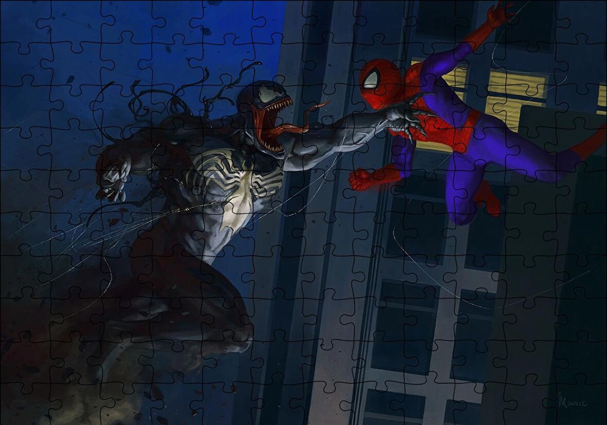 Cakapuzzle  Spiderman vs Venom Artwork Puzzle Yapboz MDF Ahşap