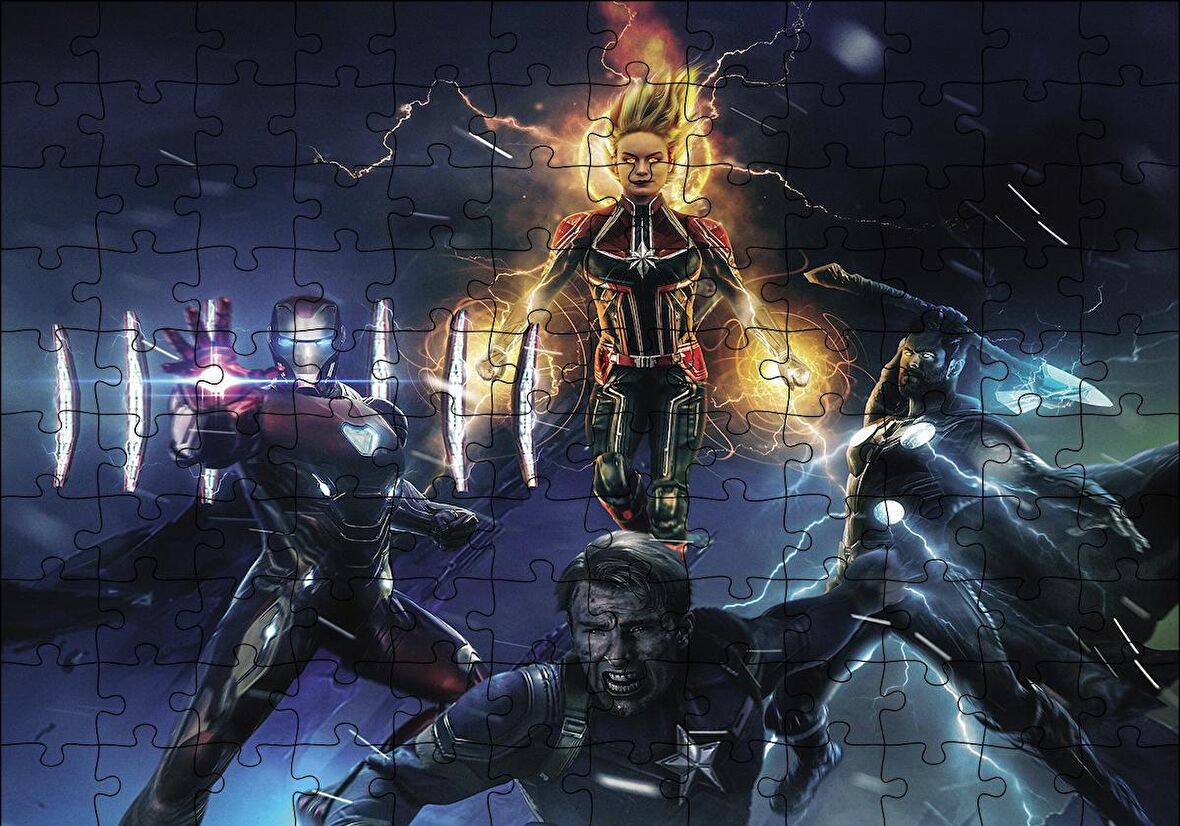 Cakapuzzle  Avengers Captain Marvel Captain America Thor ve Iron Man Puzzle Yapboz MDF Ahşap