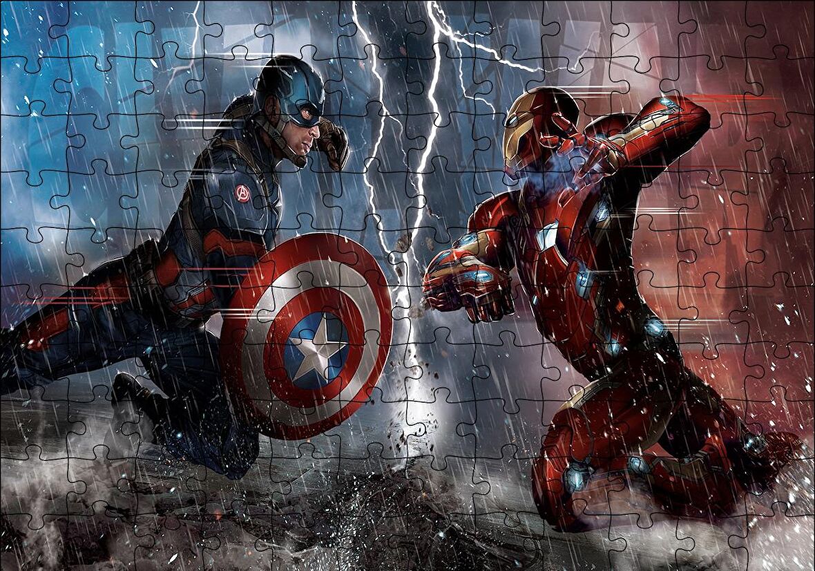 Cakapuzzle  Captain America Iron Man Puzzle Yapboz MDF Ahşap
