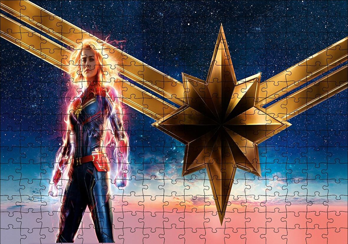 Cakapuzzle  Captain Marvel Brie Larson ve Yıldız Puzzle Yapboz MDF Ahşap