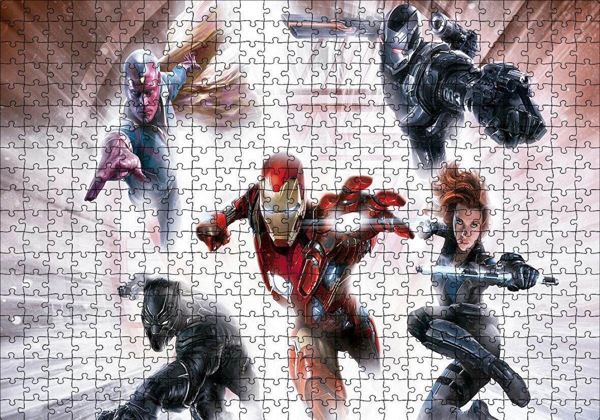 Cakapuzzle  Civil War Iron Man Black Widow Falcon Black Panther Puzzle Yapboz MDF Ahşap