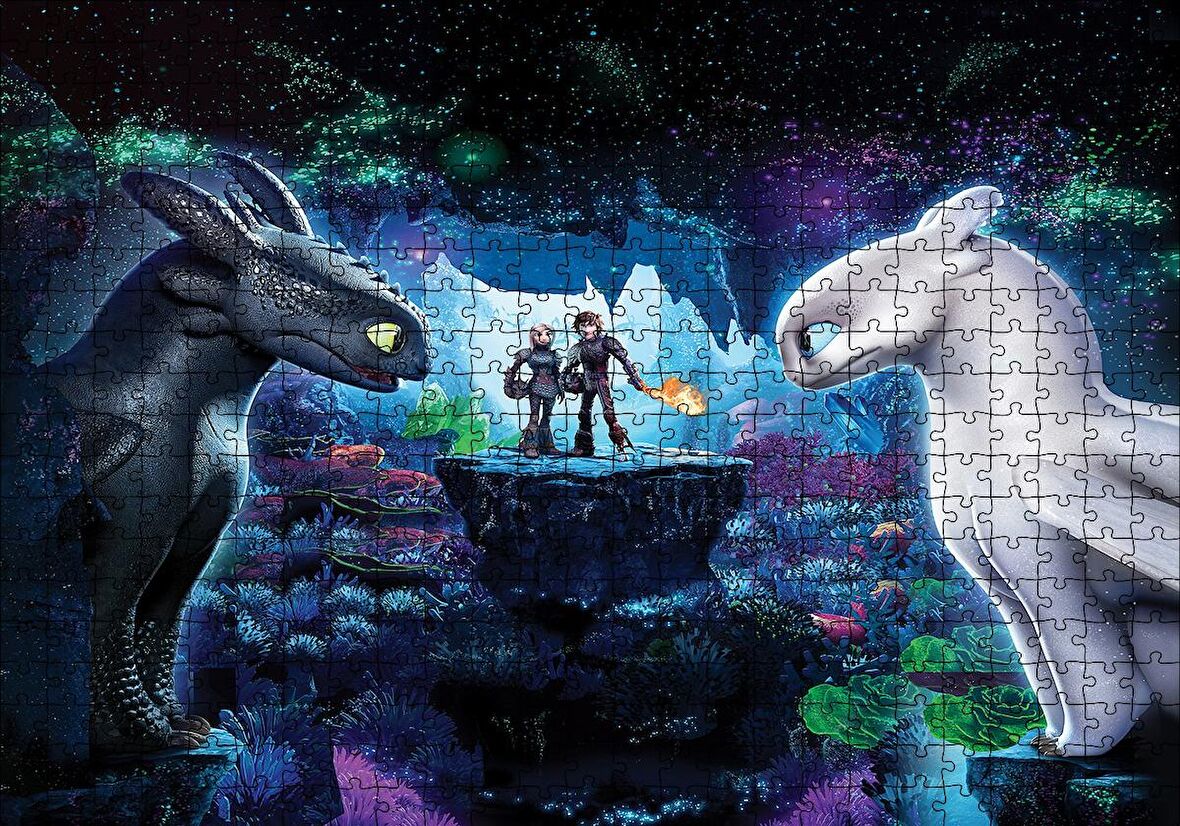 Cakapuzzle  Ejderhanı Nasıl Eğitirsin 3 Dişsiz ve Işığın Öfkesi Puzzle Yapboz MDF Ahşap