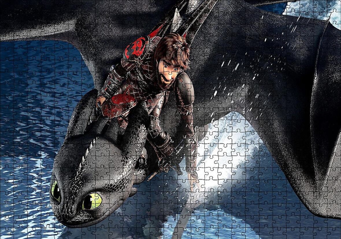 Cakapuzzle  Ejderhanı Nasıl Eğitirsin 3 Hıçgıdık ve Dişsiz Puzzle Yapboz MDF Ahşap