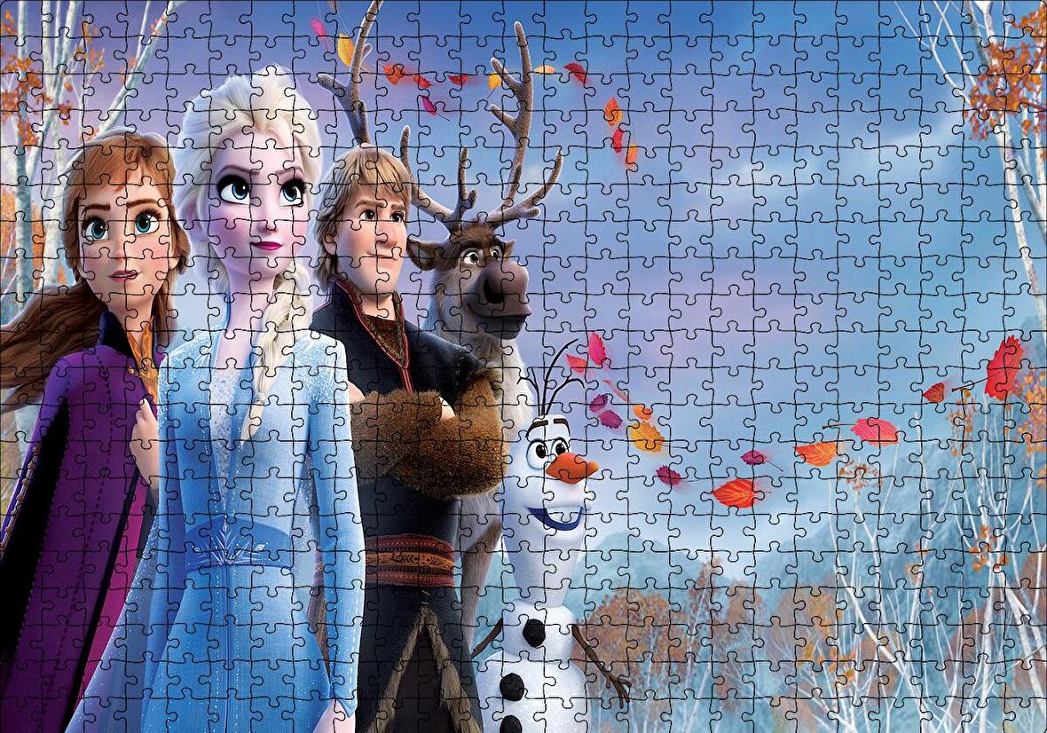 Cakapuzzle  Frozen 2 Queen Elsa, Anna, Olaf, Kristoff Yakın Plan Puzzle Yapboz MDF Ahşap