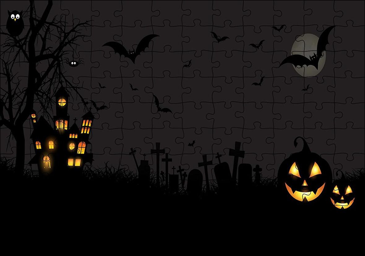 Cakapuzzle  Halloween'de Dolunay Puzzle Yapboz MDF Ahşap