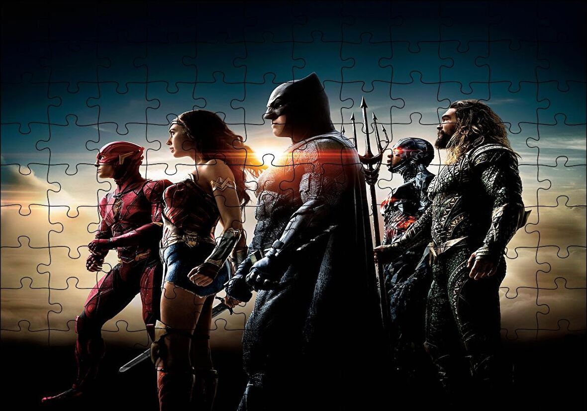 Cakapuzzle  Justice League Batman, Flash, Wonder Woman, Cyborg, Aquaman Puzzle Yapboz MDF Ahşap