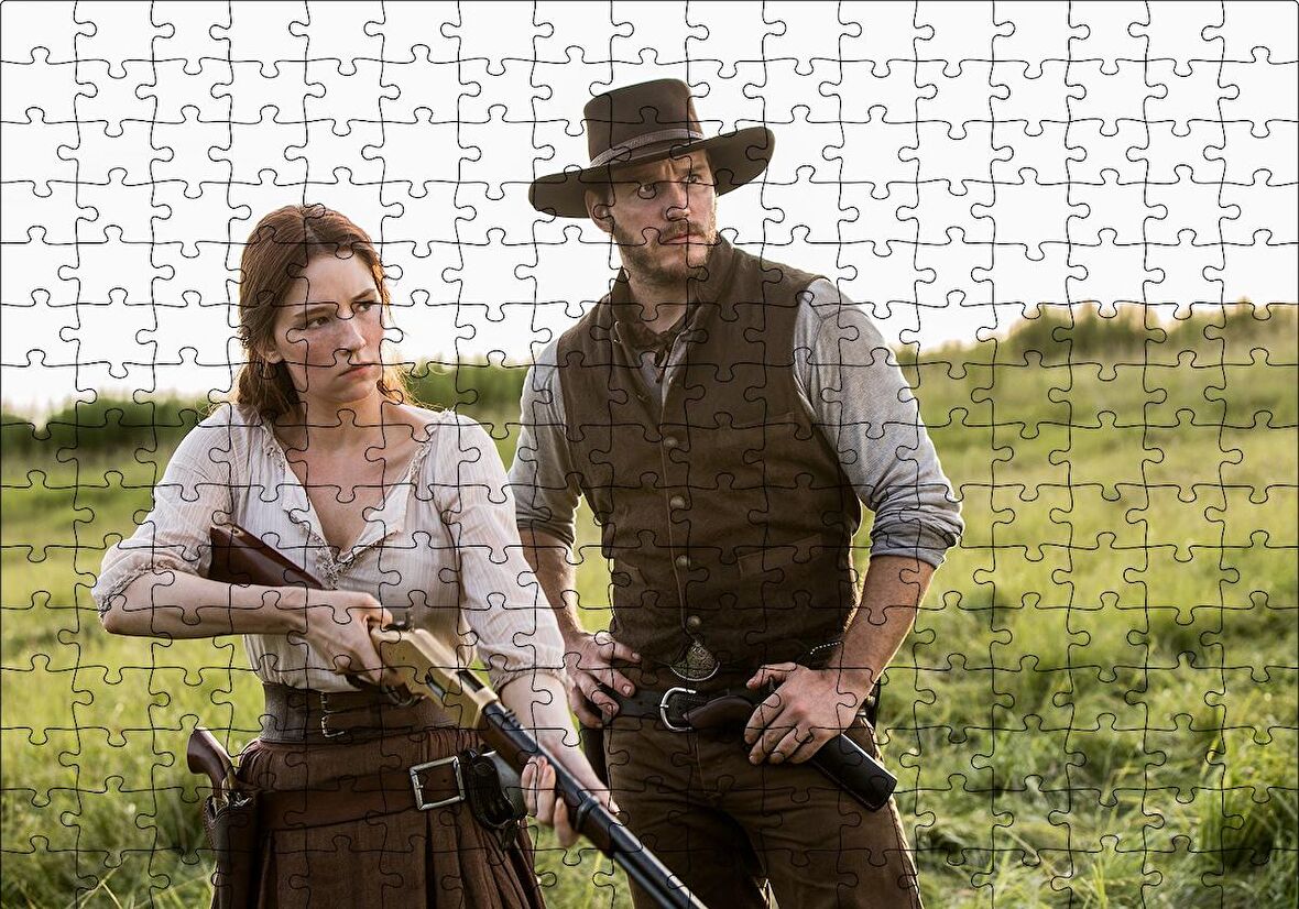 Cakapuzzle  The Magnificent Seven Chris Pratt & Haley Bennett Puzzle Yapboz MDF Ahşap