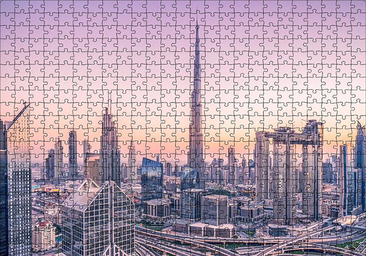 Cakapuzzle  Dubai Şehir Merkezi Manzarası Puzzle Yapboz MDF Ahşap