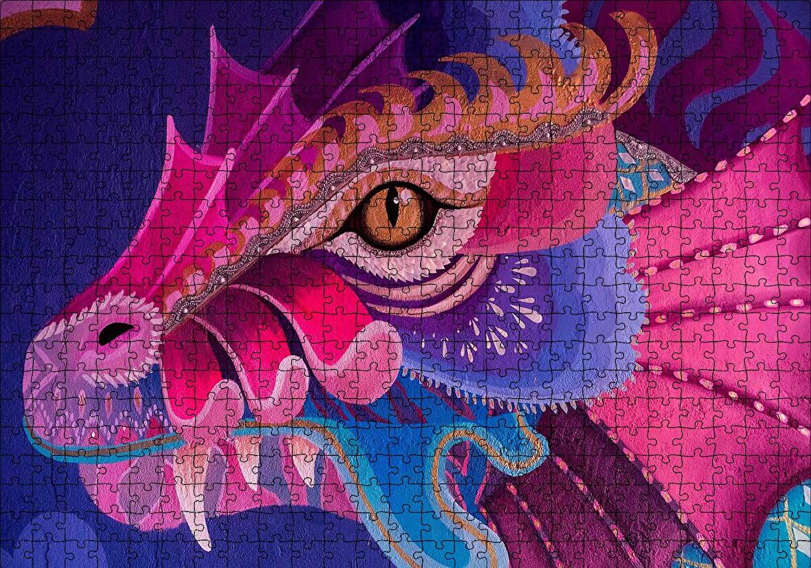 Cakapuzzle  Ejderha Renk Yaması Puzzle Yapboz MDF Ahşap