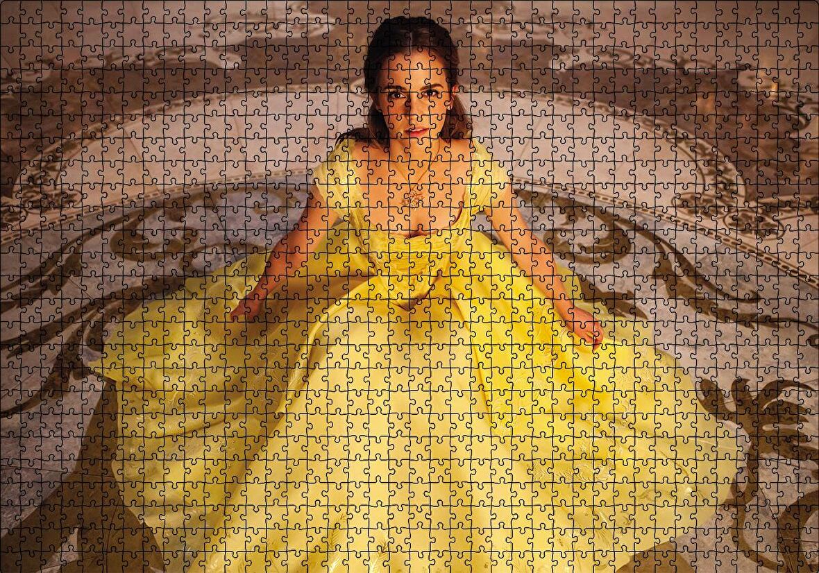 Cakapuzzle  Emma Watson Sarı Elbiseli Puzzle Yapboz MDF Ahşap