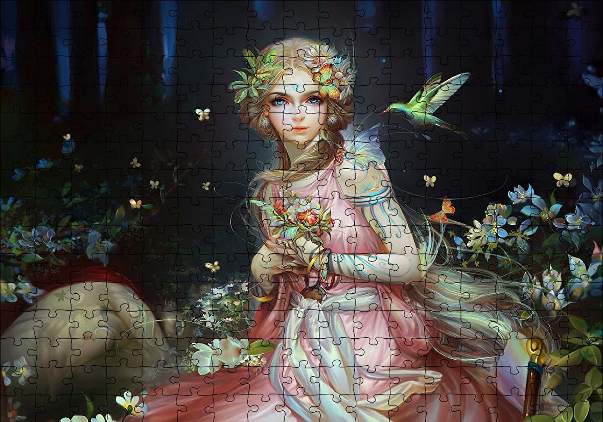 Cakapuzzle  Fantastik Masal Kızı ve Sinekkuşu Puzzle Yapboz MDF Ahşap