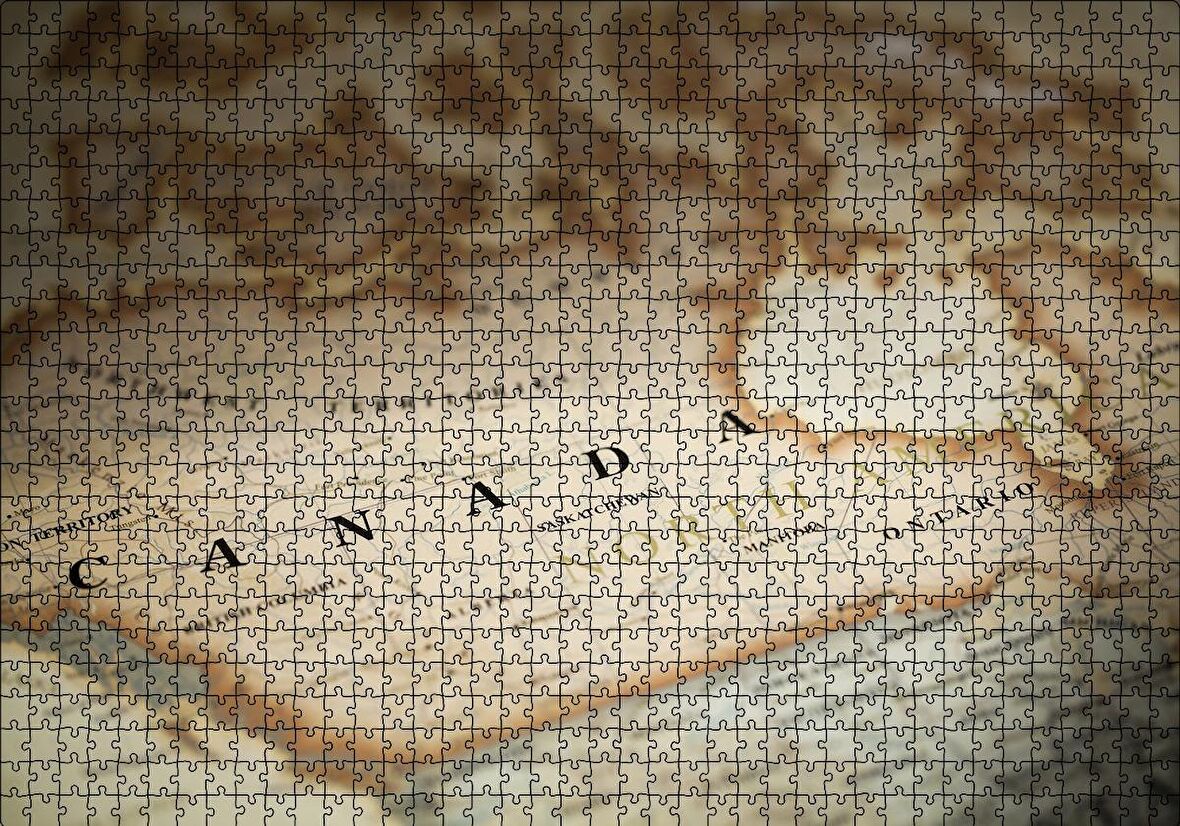 Cakapuzzle  Harita Üzerinde Yakın Plan Kanada Puzzle Yapboz MDF Ahşap