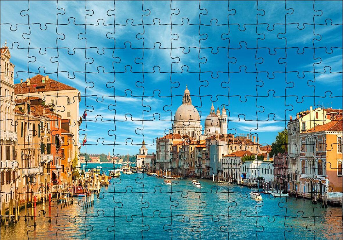 Cakapuzzle  İtalya Venedik Büyük Kanal Puzzle Yapboz MDF Ahşap