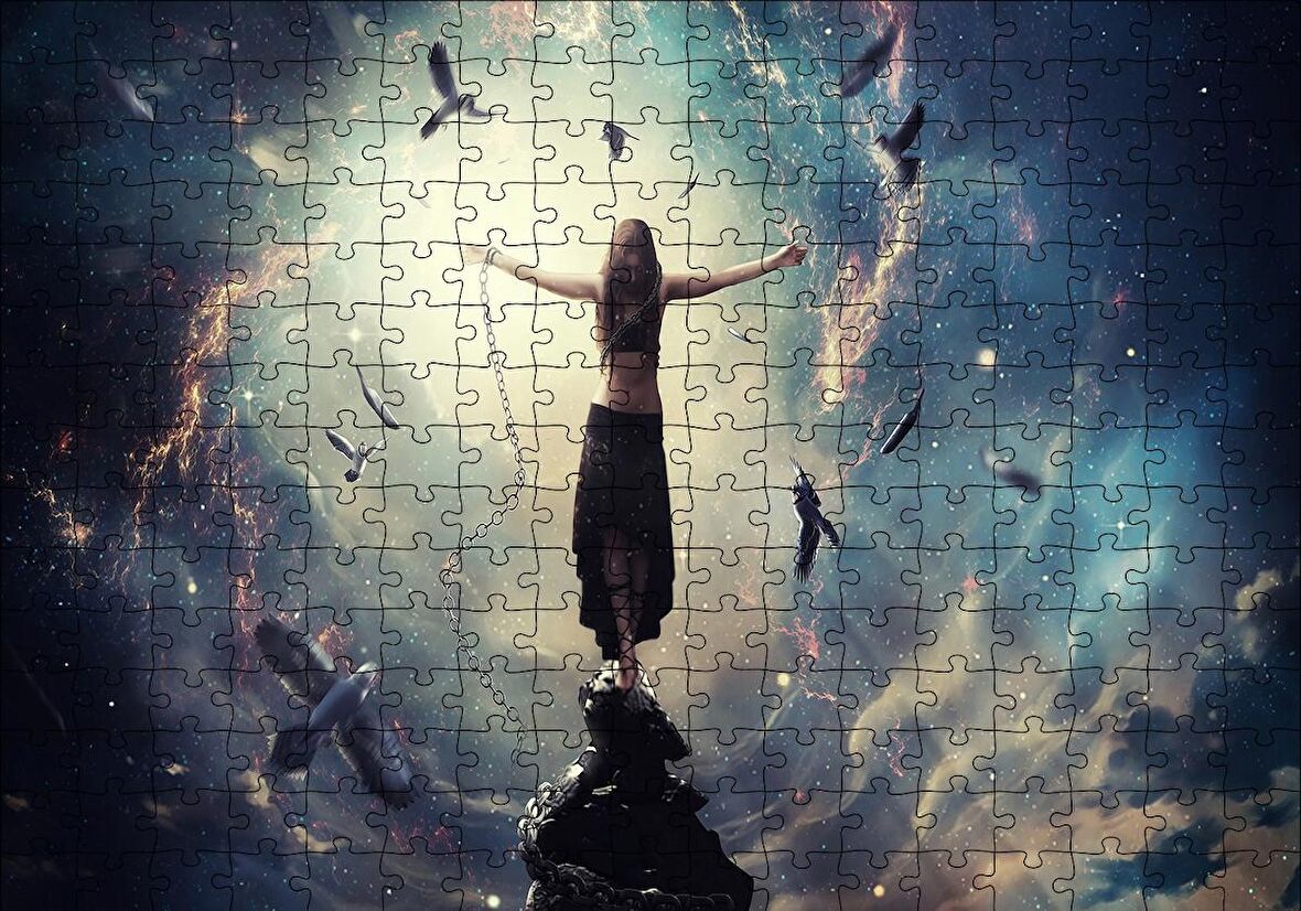 Cakapuzzle  Kır Zİncirlerini Kız ve Güneş Işınları Puzzle Yapboz MDF Ahşap